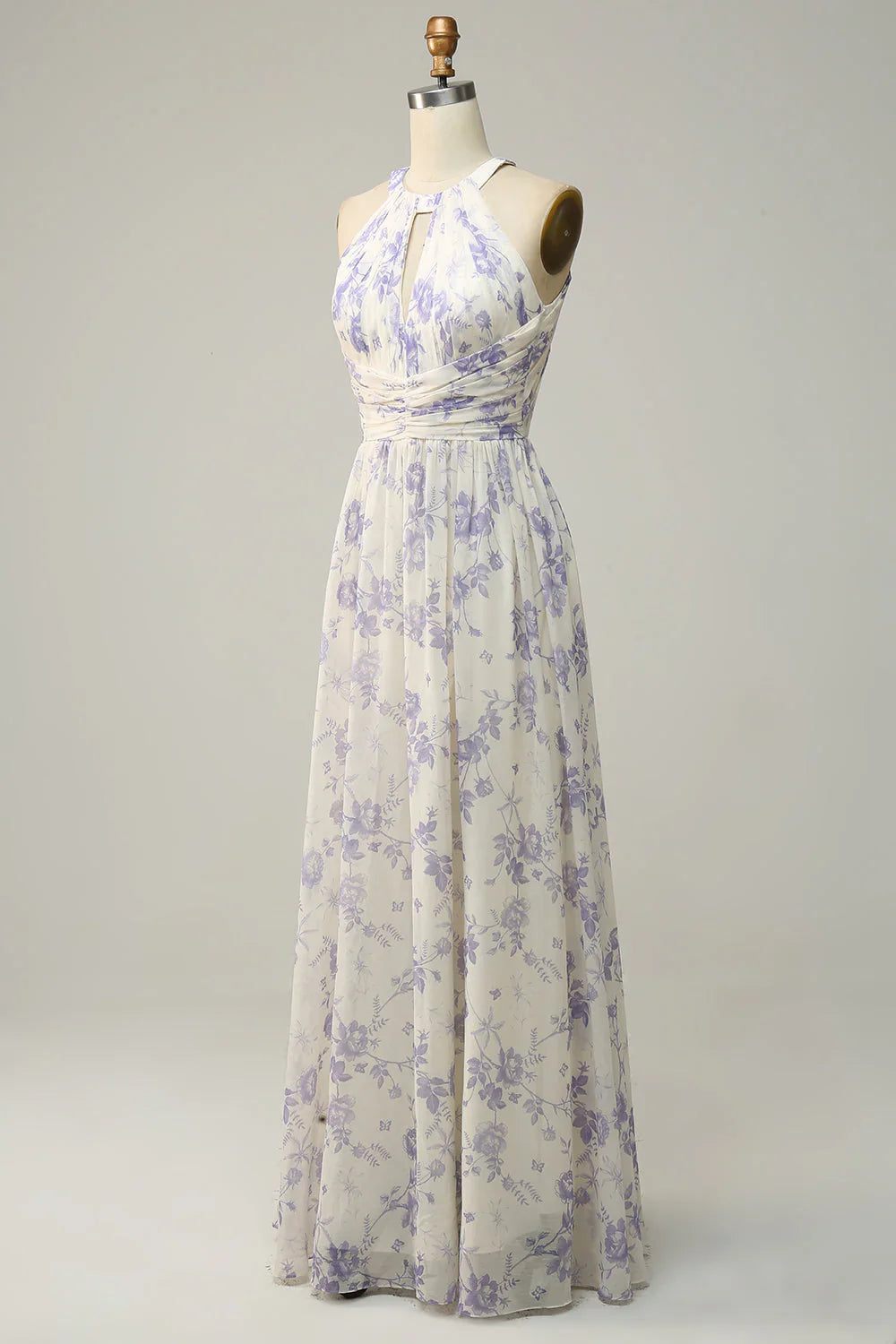 Floral Boho Long Chiffon Bridesmaid Dress