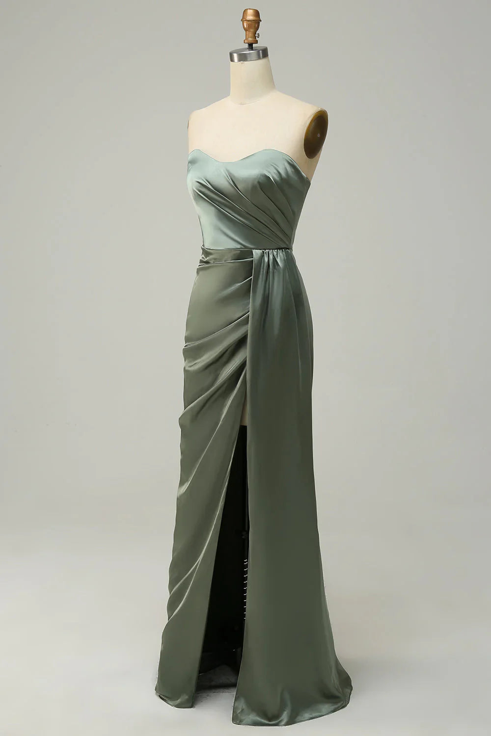 Strapless Long Bridesmaid Dress With Slit