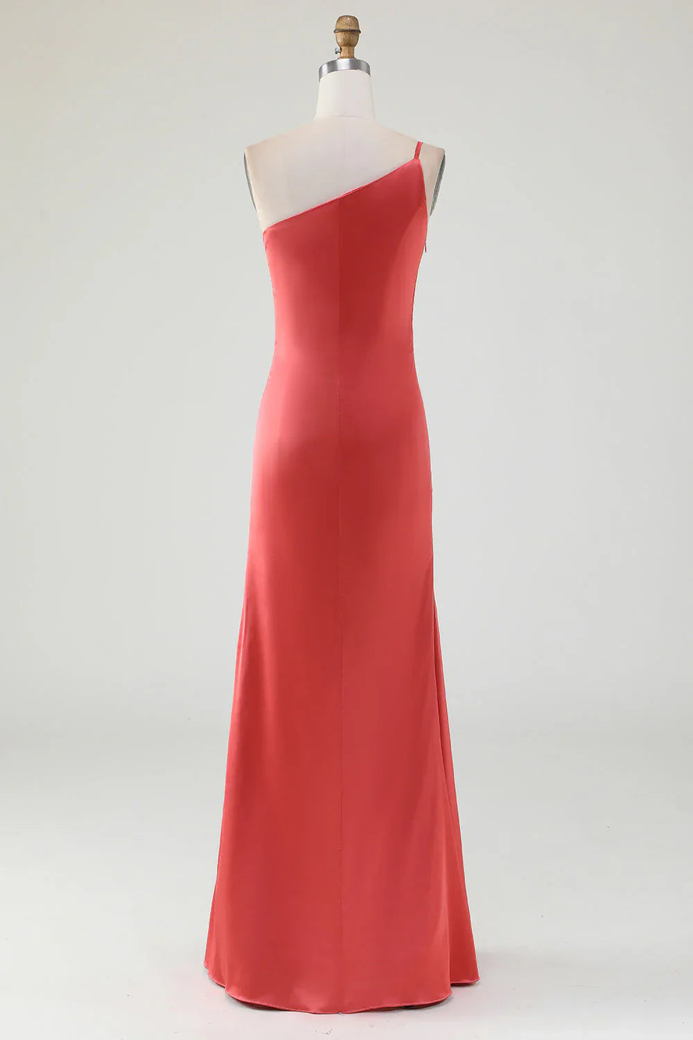 Sheath One Shoulder Floor-Length Pleated Satin Bridesmaid Dress
