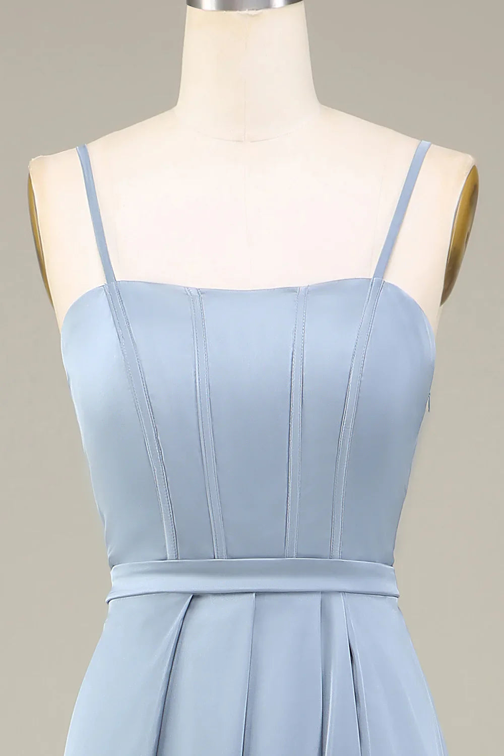 A-Line Spaghetti Straps Satin Long Bridesmaid Dress