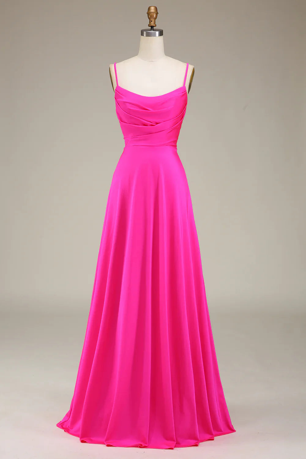 Spaghetti Straps A-Line Prom Bridesmaid Dresses With Pleated