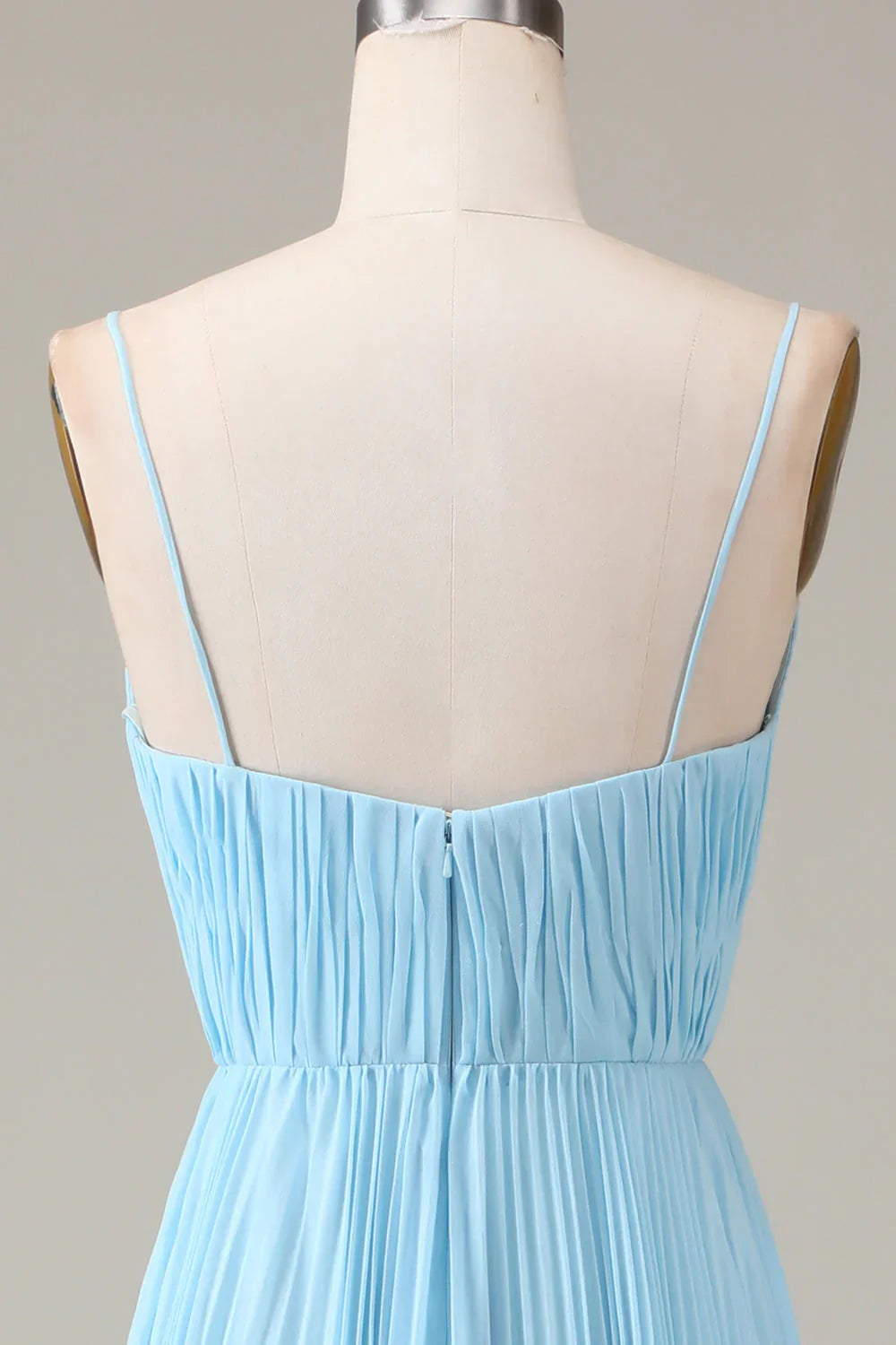 Spaghetti Straps V-Neck A-Line Pleated Chiffon Bridesmaid Dress