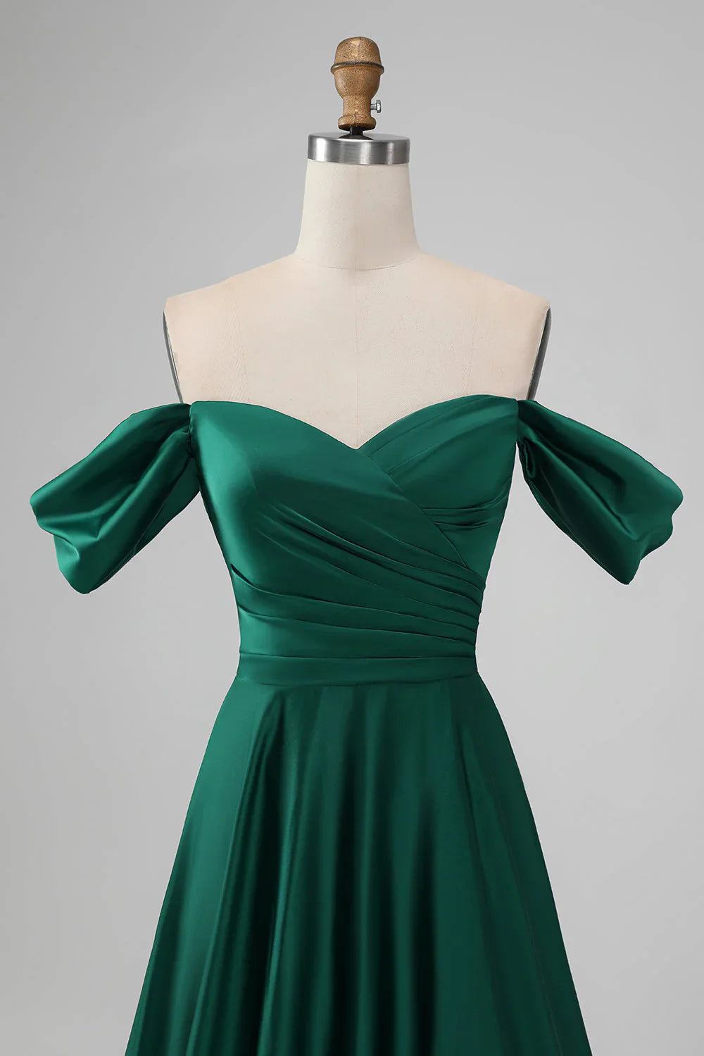 Off The Shouder A Line Satin Long Bridesmaid Dress