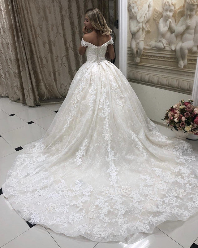 Ball Gown Lace Wedding Dress Off The Shoulder