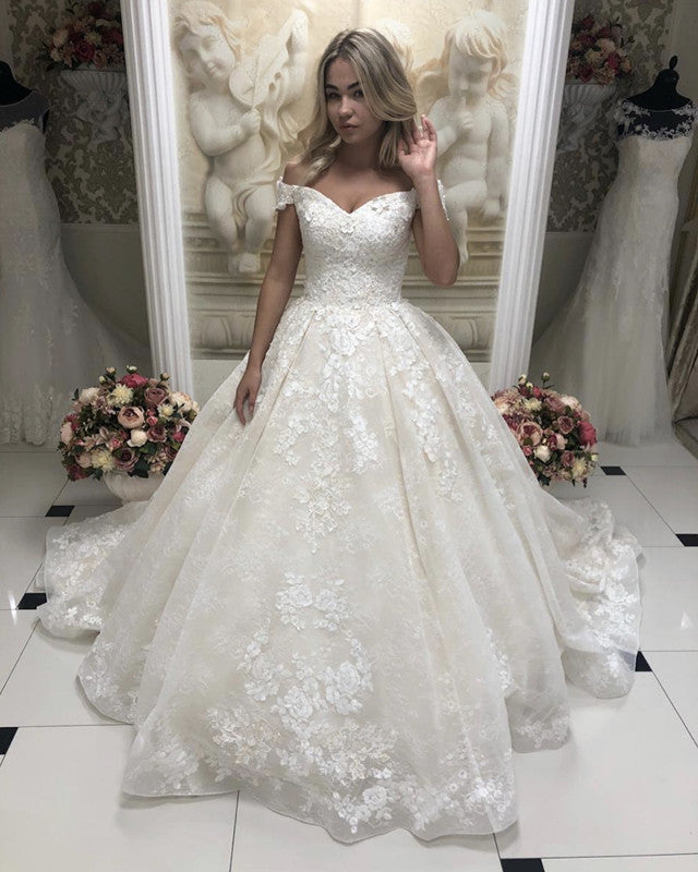 Ball Gown Lace Wedding Dress Off The Shoulder