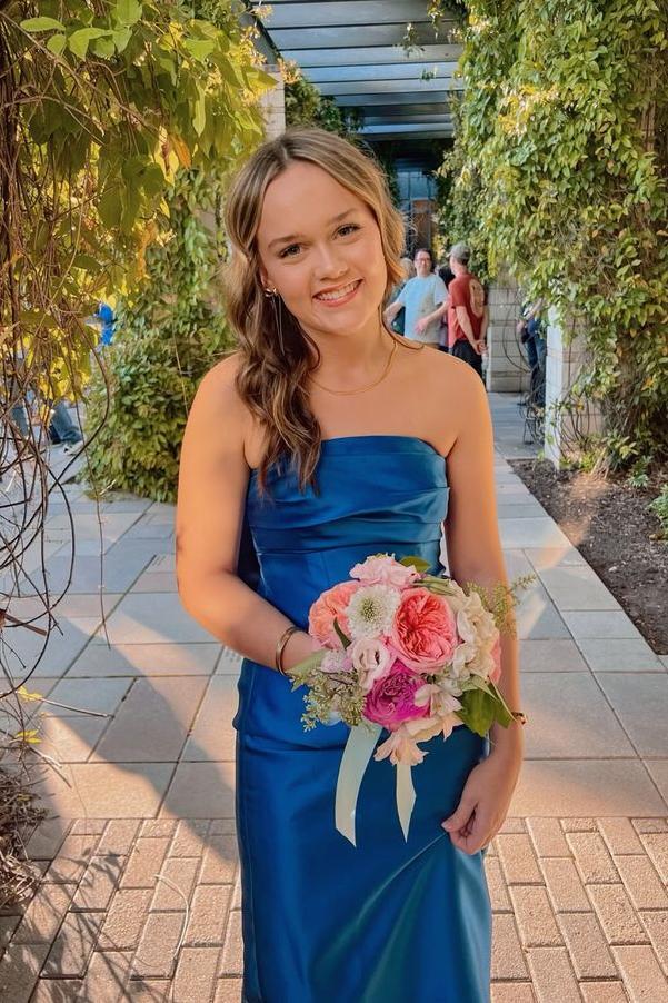 Weitese Dress Strapless Fuchsia Sheath Long Party Dress with Bow Back Bridesmaid Dress Formal Wear Dresses