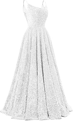 Spaghetti Straps Prom Dresses Sequin Long Formal Ball Gowns Sparkly A-Line Evening Party Gown Wholesale