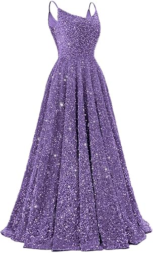 Spaghetti Straps Prom Dresses Sequin Long Formal Ball Gowns Sparkly A-Line Evening Party Gown Wholesale