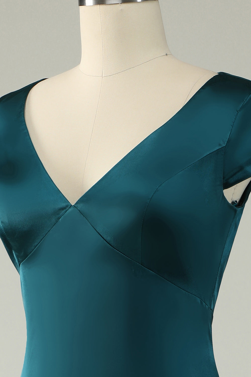 A Line V Neck Dark Green Plus Size Bridesmaid Dress with Open Back