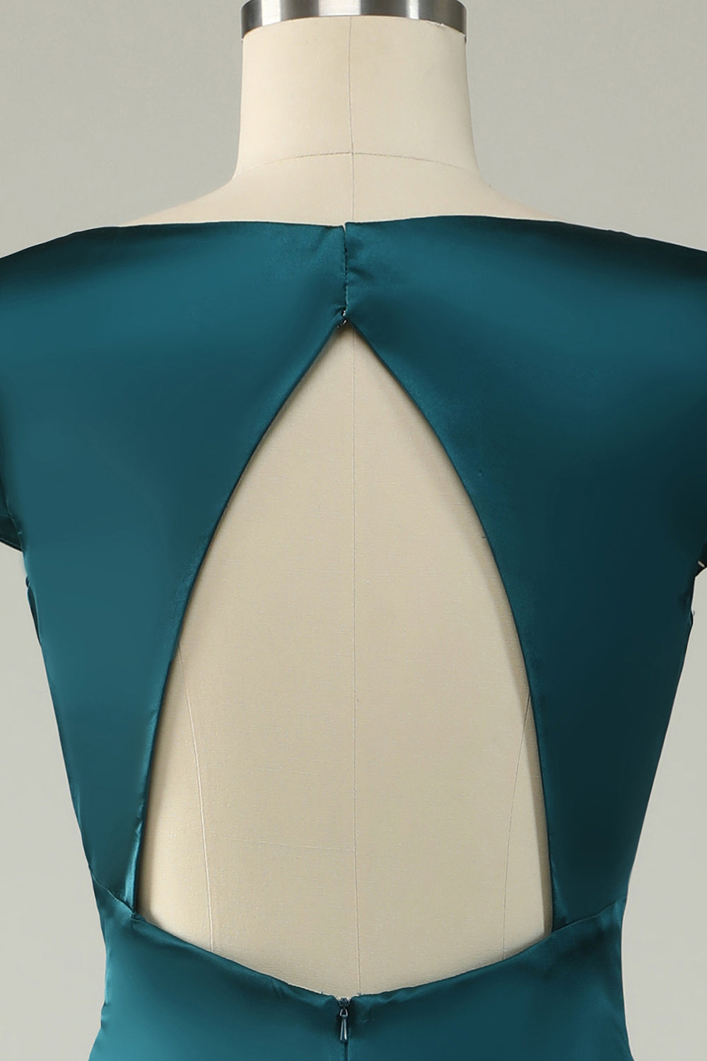 A Line V Neck Dark Green Plus Size Bridesmaid Dress with Open Back