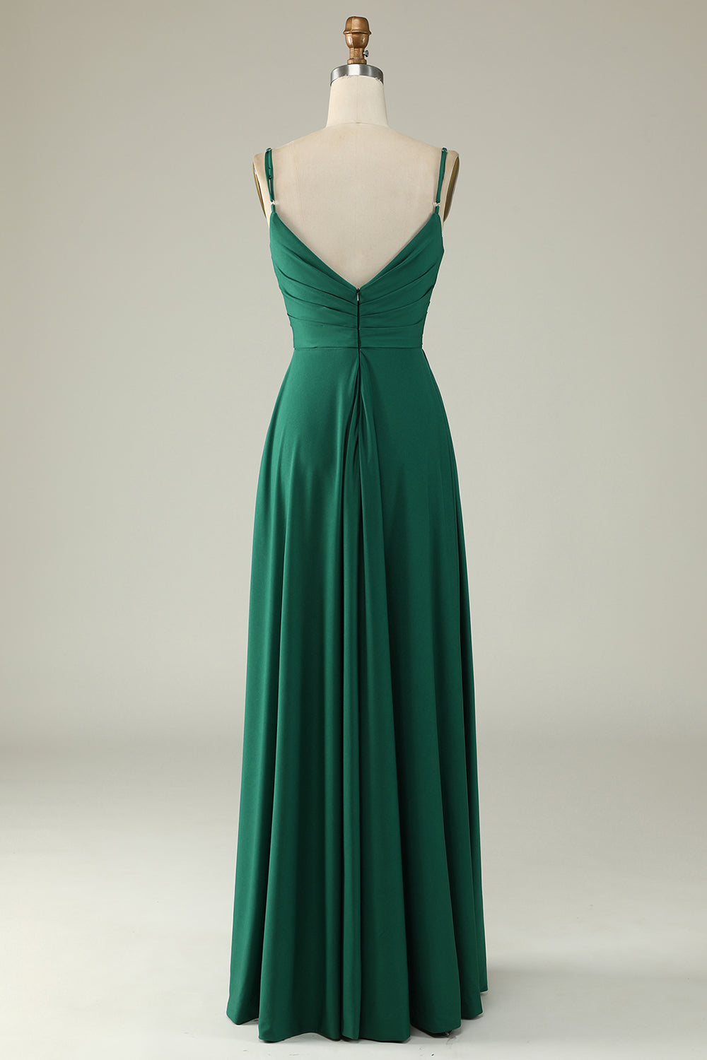 A Line Spaghetti Straps Dark Green Long Wedding Guest Dress