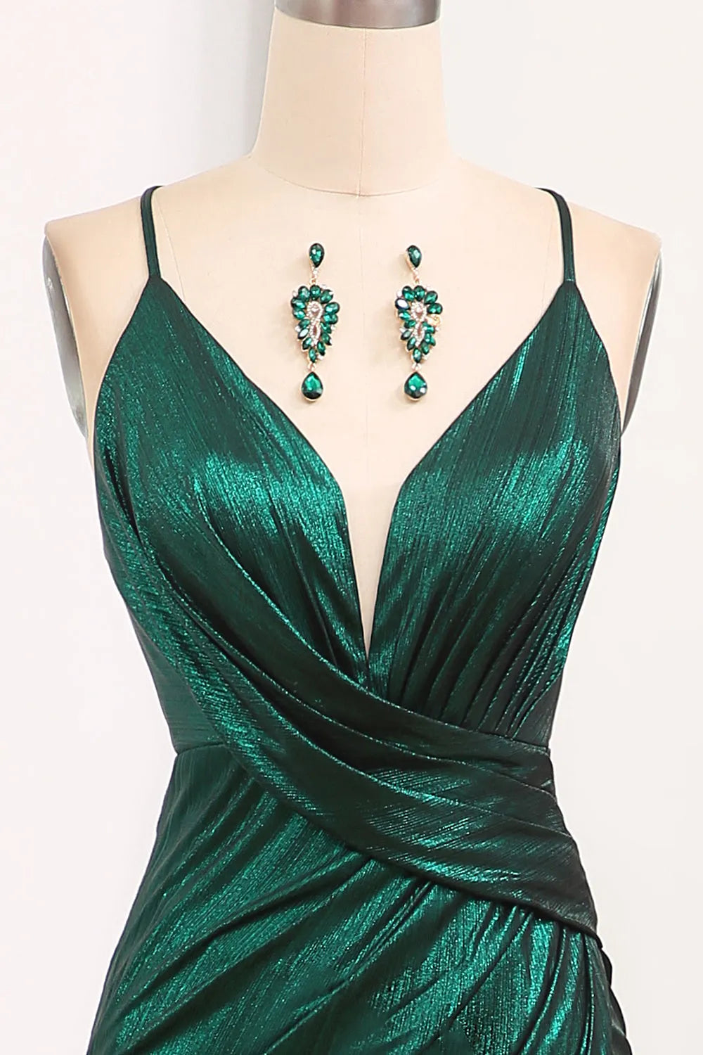 Wholesale Dark Green Mermaid Spaghetti Straps Keyhole Long Prom Dress With Slit prom dresses shops