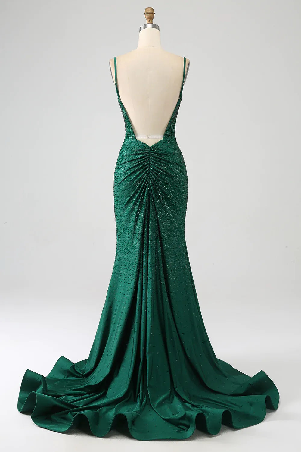 Wholesale Dark Green Glitter Mermaid Open Back Long Corset Beaded Prom Dress prom dresses with long sleeves