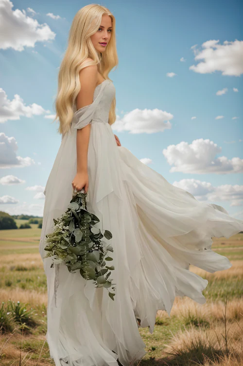 Aimishang Elegant A-Line Sweetheart Off-the-shoulder Chiffon Floor Length Wedding Dress