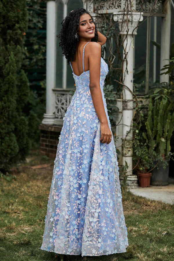 Aimishang Fashion Prom Dresses V-neck Evening Dress Flowers Long Lace Dress