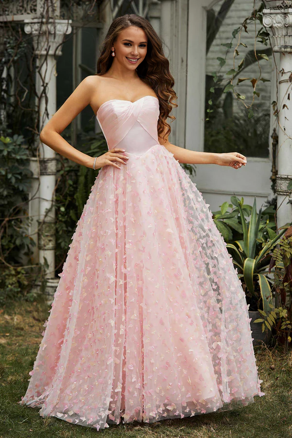 Aimishang Pink Elegant Evening Dress Sweetheart Lace Applique A-Line Prom Dresses