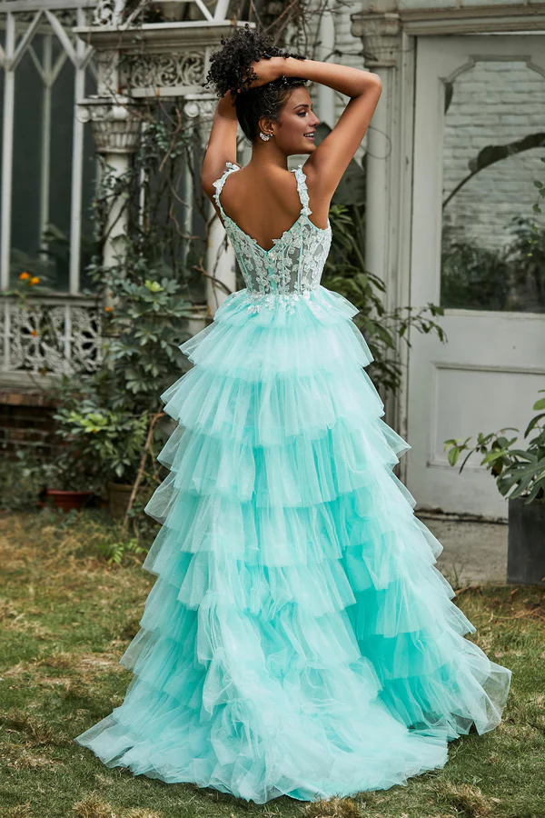 Aimishang Elegant A-Line Prom Dresses Sweetheart Tiered Tulle Gown Evening Dress