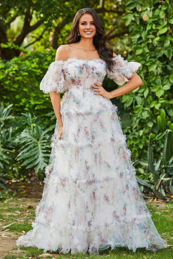 Aimishang Elegant Prom Dresses Open Back Ruffle Ruched Tulle Gown Evening Dress