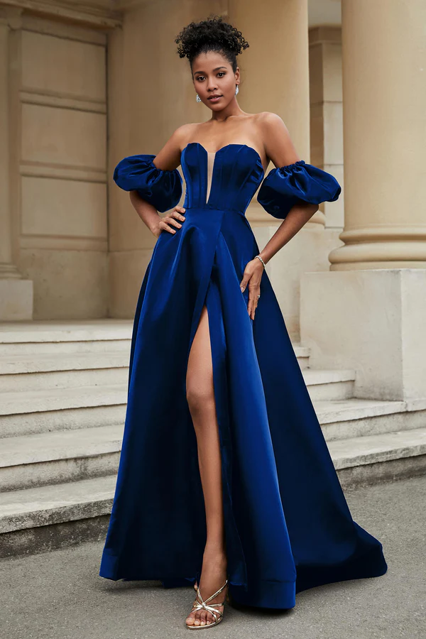 Aimishang Elegant Evening Dress Strapless A-Line Prom Dresses With High Slit
