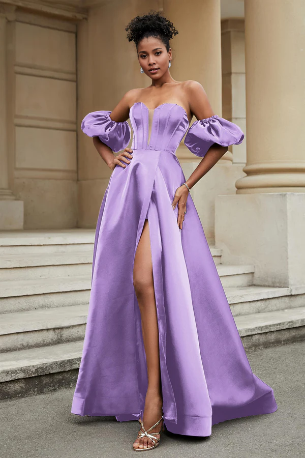 Aimishang Elegant Evening Dress Strapless A-Line Prom Dresses With High Slit