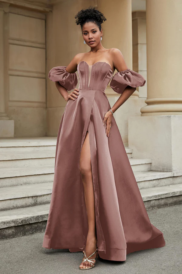 Aimishang Elegant Evening Dress Strapless A-Line Prom Dresses With High Slit