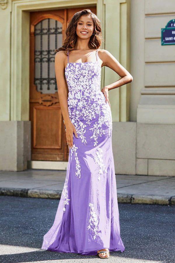 Aimishang Elegant Evening Dress Spaghetti Straps Tulle Mermaid Prom Dresses Gown