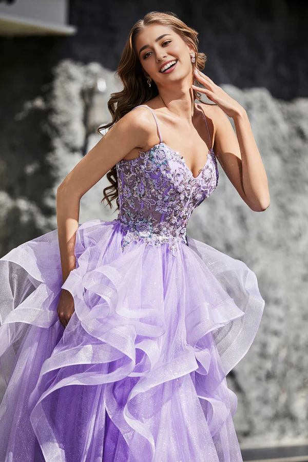 Aimishang Prom Dresses Elegant Evening Dress Ruffle Ruched Long Tulle Dress