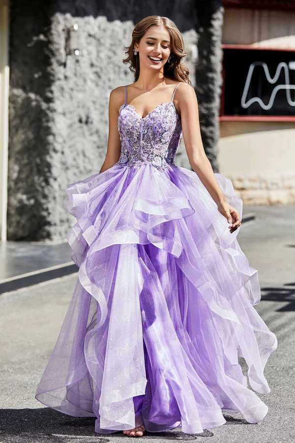 Aimishang Prom Dresses Elegant Evening Dress Ruffle Ruched Long Tulle Dress