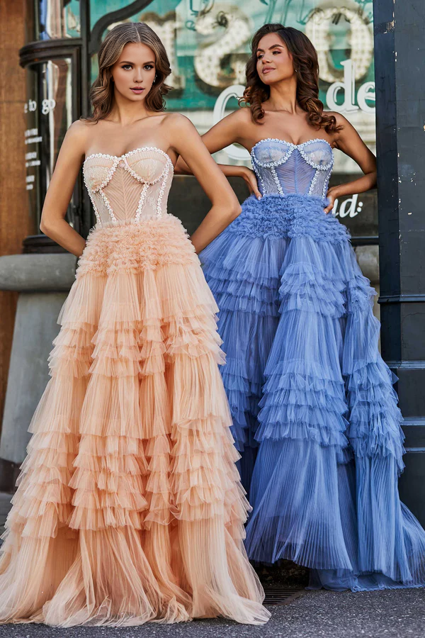 Aimishang Elegant Prom Dresses Sweetheart Corset Bodice Tiered Tulle Evening Dress