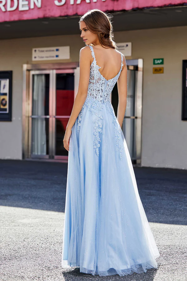 Aimishang Elegant Evening Dress Corset Applique Bodice A Line Prom Dresses Tulle Gown