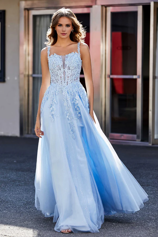 Aimishang Elegant Evening Dress Corset Applique Bodice A Line Prom Dresses Tulle Gown