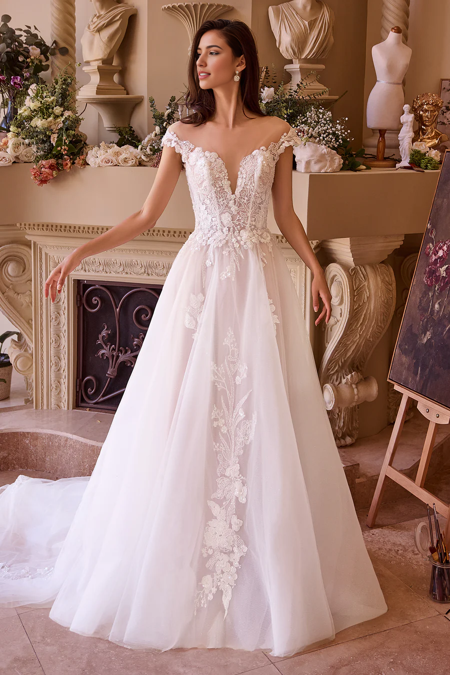 Aimishang Elegant Applique Off Shoulder Bridal Gown Wedding Dresses