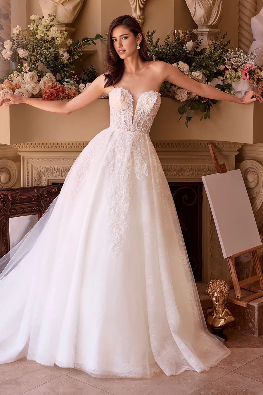 Aimishang Elegant Wedding Dresses Applique Strapless Bridal Gown