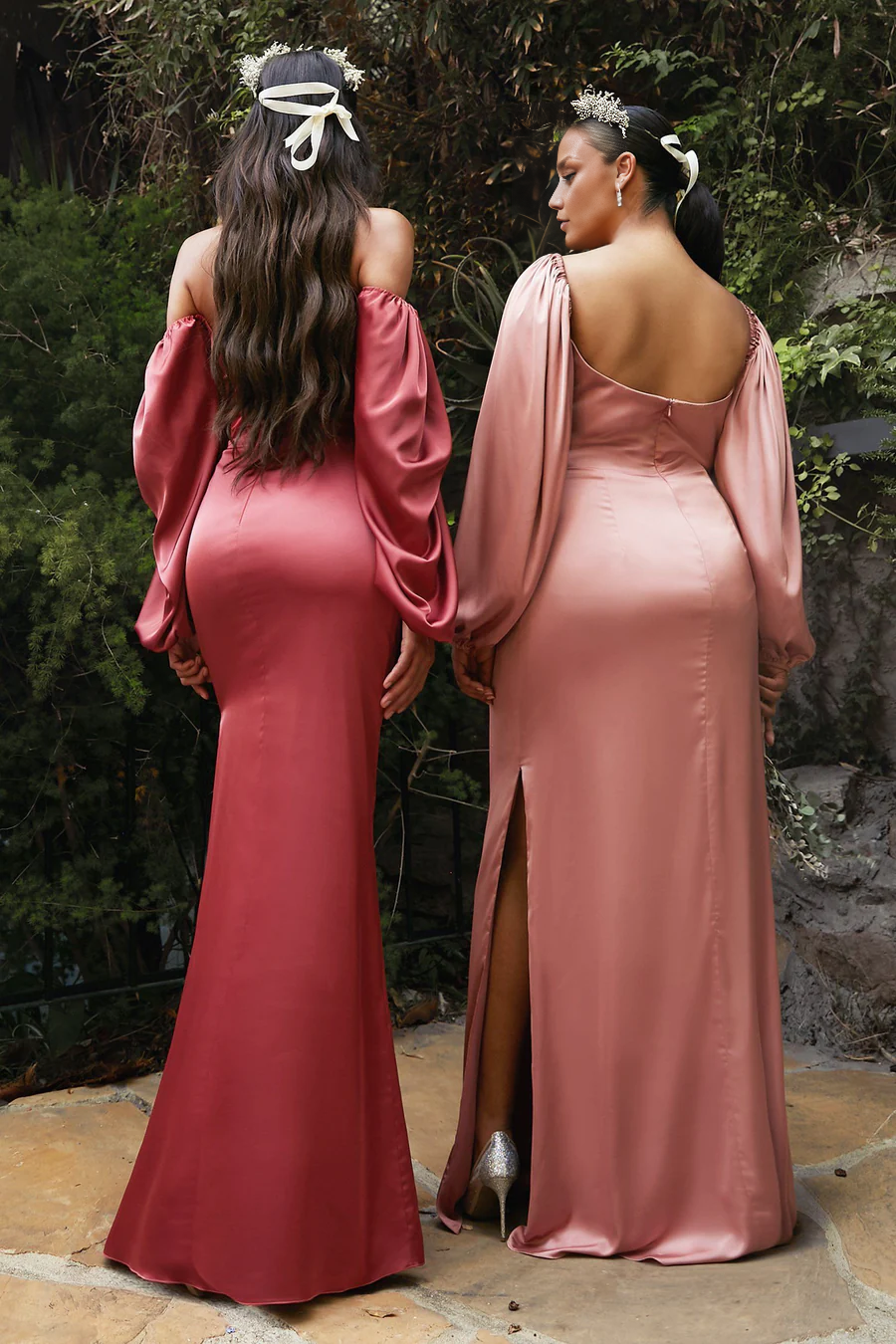 Aimishang Elegant Evening Dress Fitted Long Sleeve Satin Gown Prom Dresses