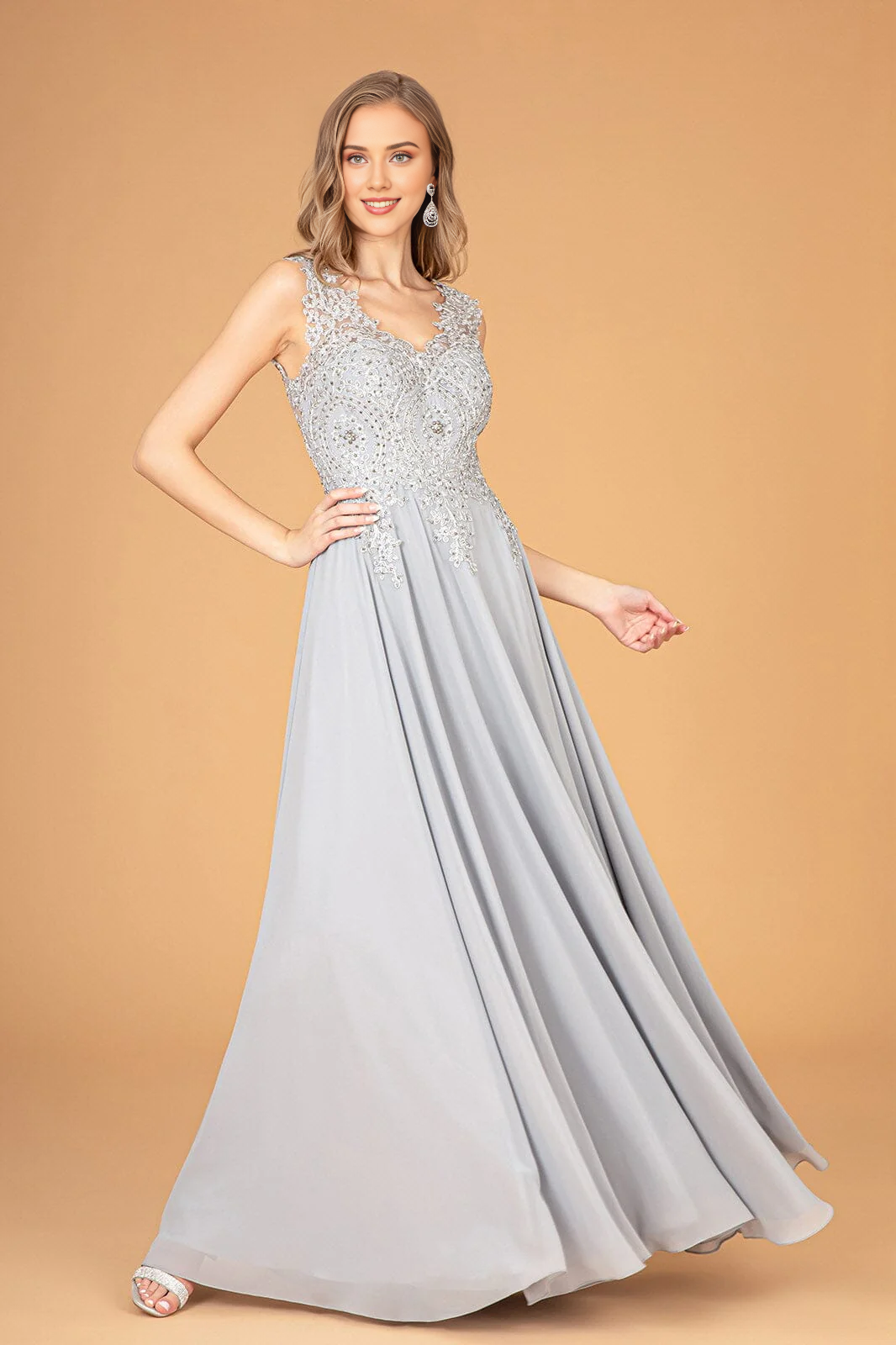 Aimishang Elegant Evening Dress Applique Long V-Neck Dress Prom Dresses