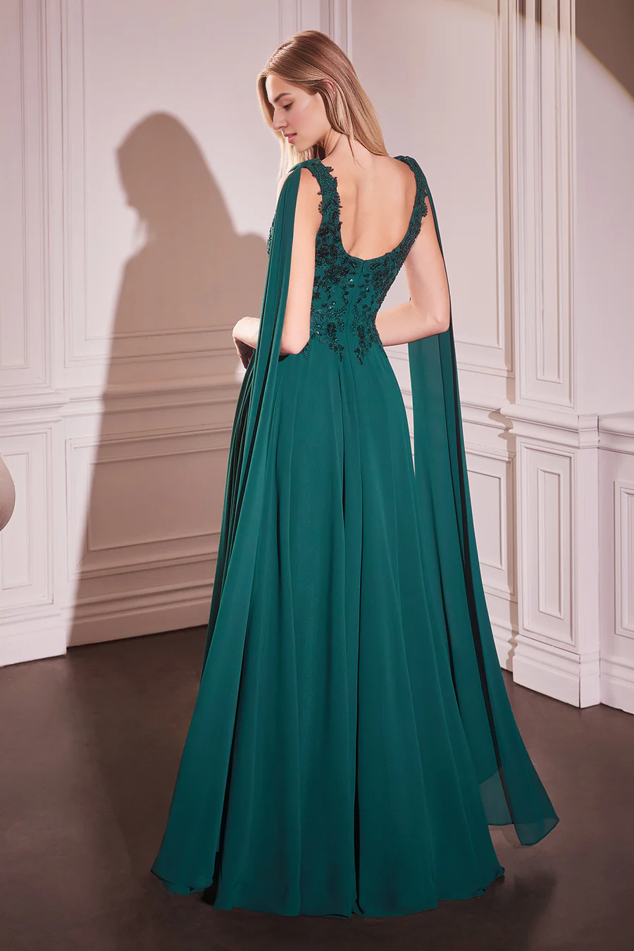 Aimishang Elegant Evening Dress Chiffon Cape Sleeve A-line Gown Prom Dresses