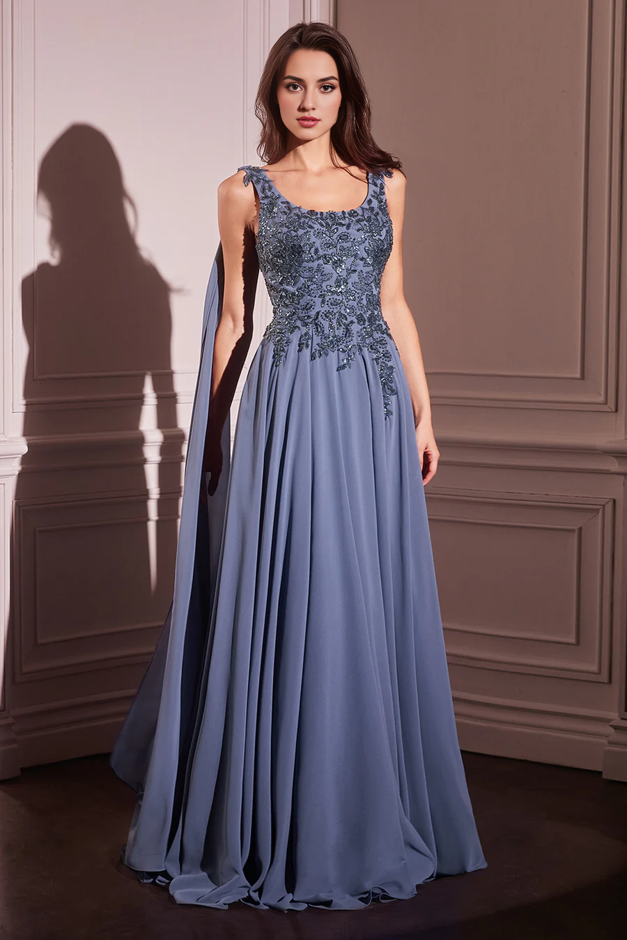 Aimishang Elegant Evening Dress Chiffon Cape Sleeve A-line Gown Prom Dresses