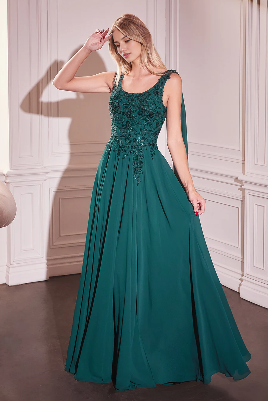 Aimishang Elegant Evening Dress Chiffon Cape Sleeve A-line Gown Prom Dresses