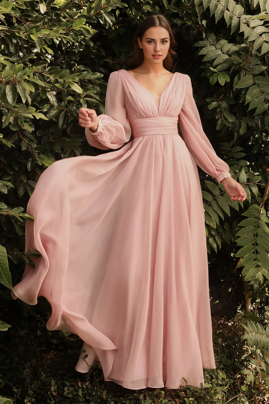 Aimishang Elegant Evening Dress Long Sleeve Chiffon Gown Prom Dresses