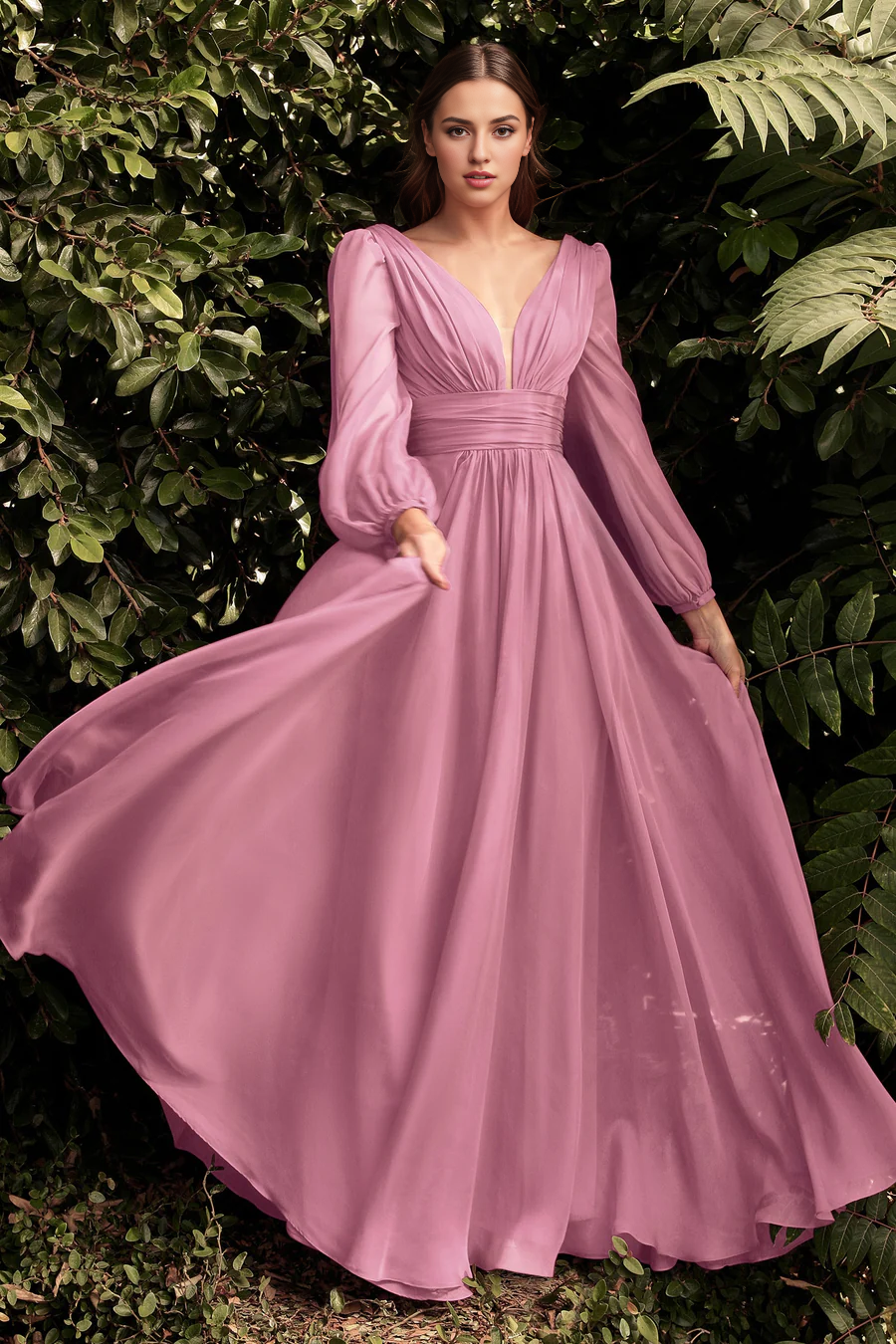 Aimishang Elegant Evening Dress Long Sleeve Chiffon Gown Prom Dresses