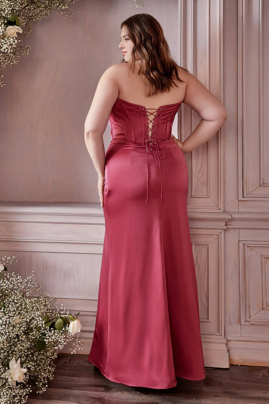 Aimishang Elegant Evening Dress Plus Size Corset Satin Gown Prom Dresses