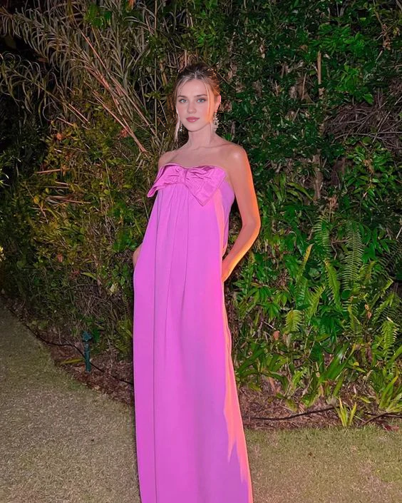 Aimishang Elegant Dresses Gowns Evening Dresses Pink Long Prom Dress Pink Chiffon Evening Dress