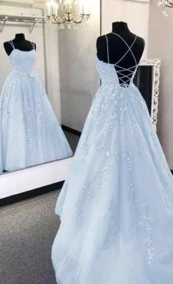Aimishang Elegant Dresses Evening Wear A Line Light Blue Long Prom Dress Formal Evening Dresses