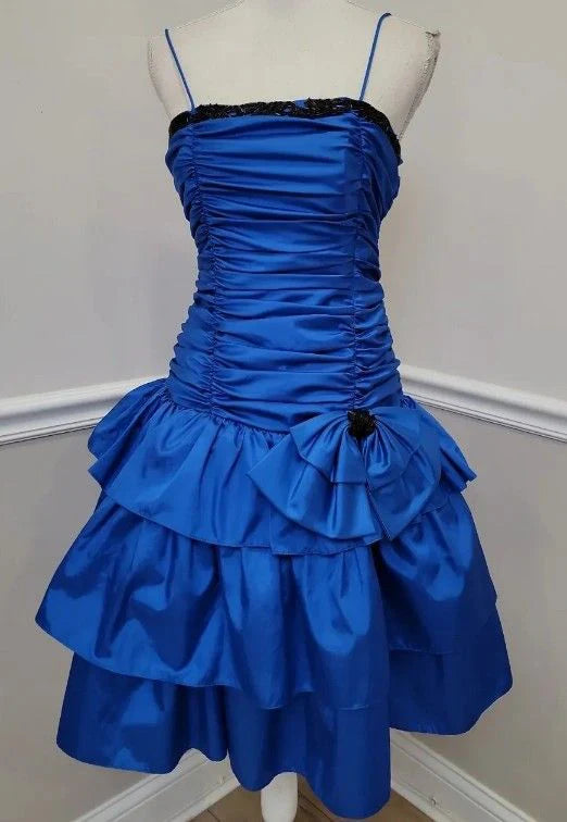 Aimishang Elegant Spaghetti Straps Royal Blue A Line Short Prom Dress Party Dress Gowns Evening Dresses
