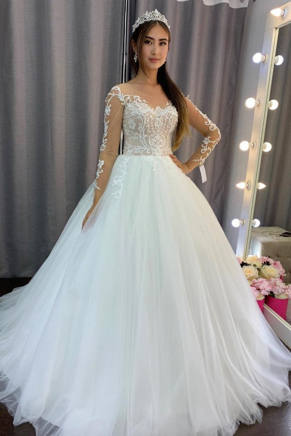 Amazing Long Sleeves Wedding Dress with Lace
