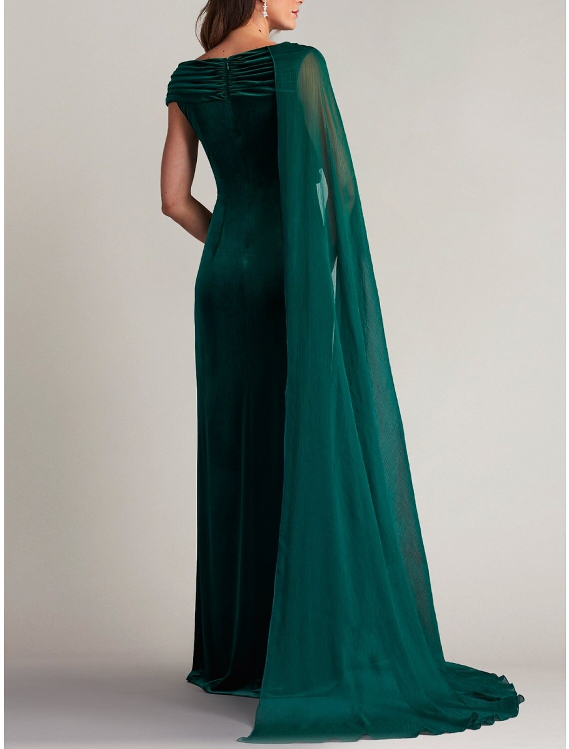 A-Line Evening Gown Elegant Dress Formal Court Train Sleeveless V Neck Velvet with Ruched Slit 2025