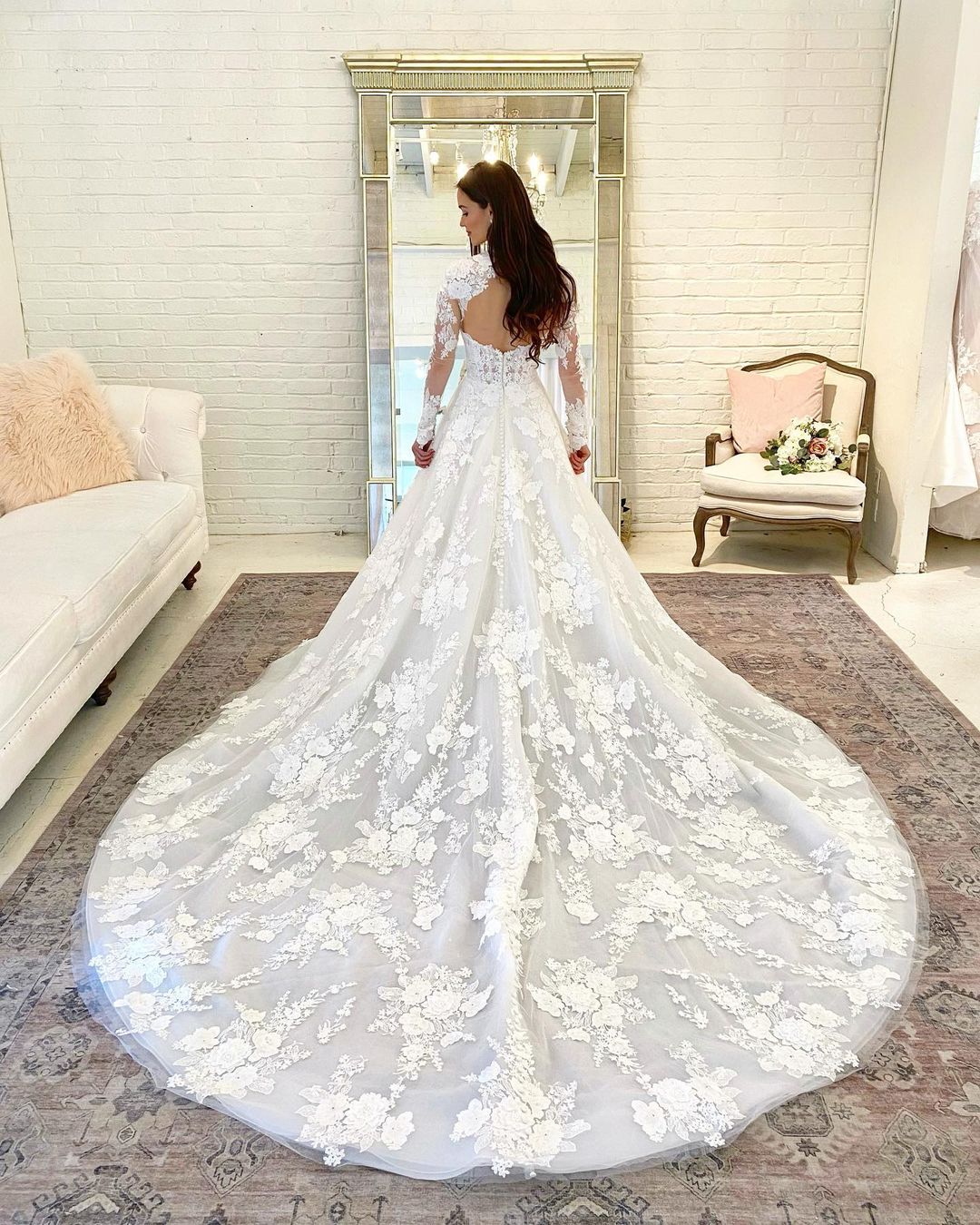 Beautiful Long A-line High Neck Open Back Wedding Dress With Lace Sleeves
