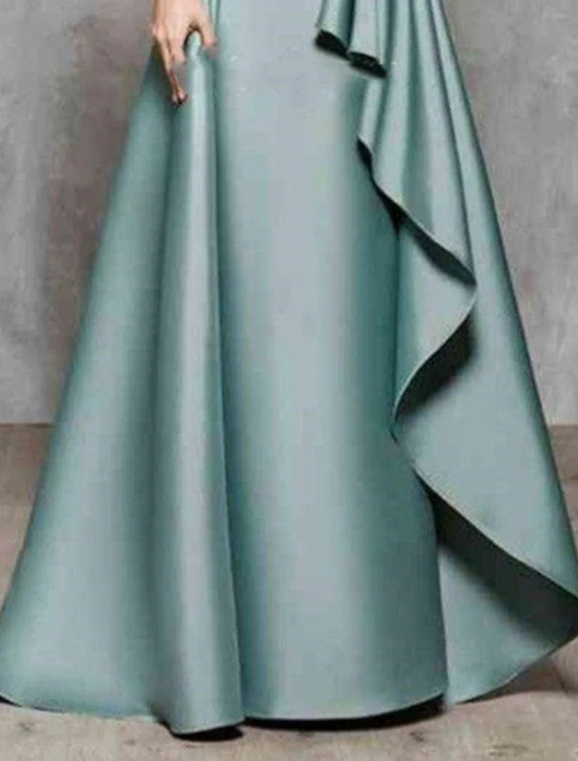 A-Line Mother of the Bride Dress Wedding Guest Elegant Jewel Neck Floor Length Satin Lace 3/4 Length Sleeve No with Sash / Ribbon Ruffles Appliques