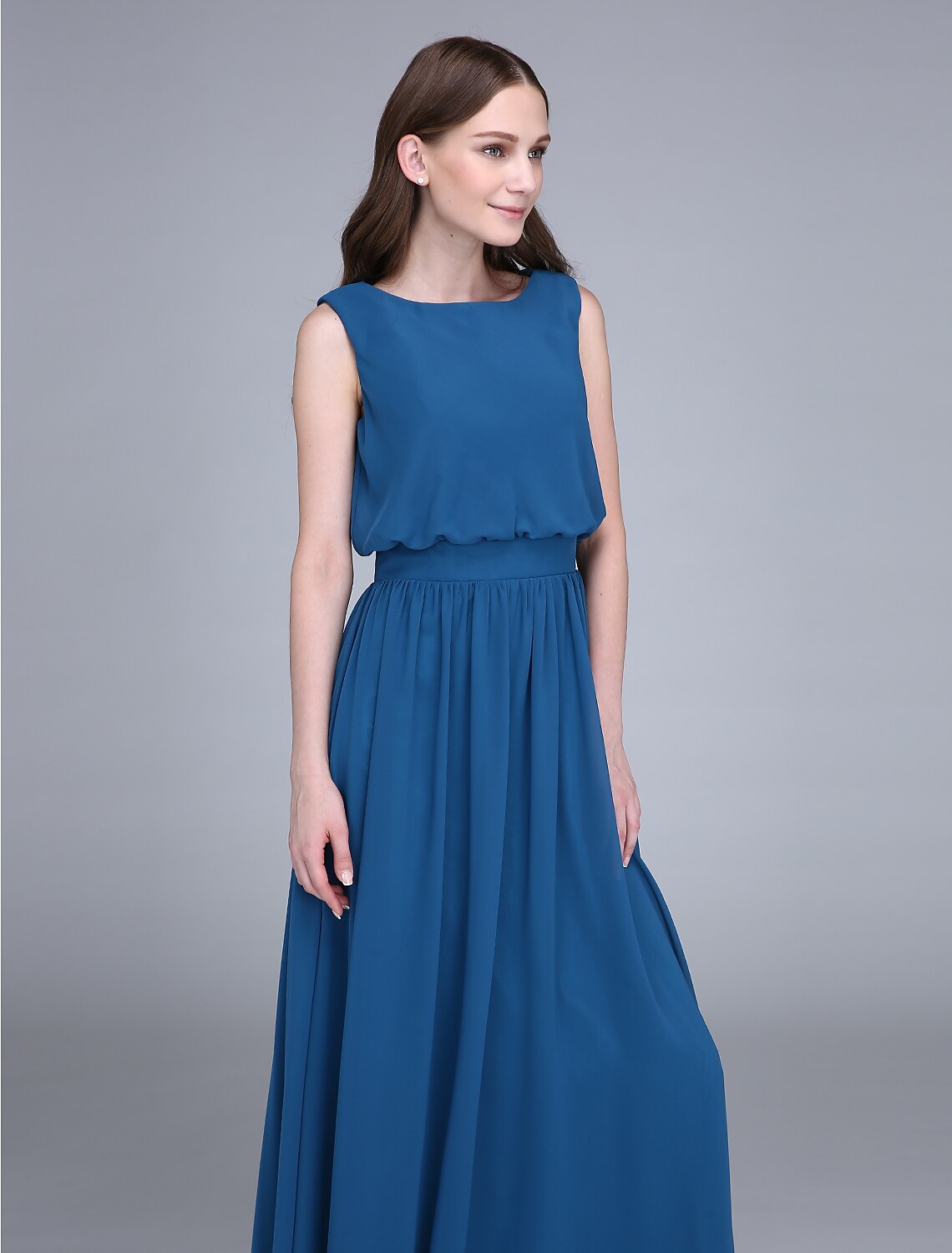 Sheath / Column Bridesmaid Dress Jewel Neck Sleeveless Floor Length Chiffon with Sash / Ribbon