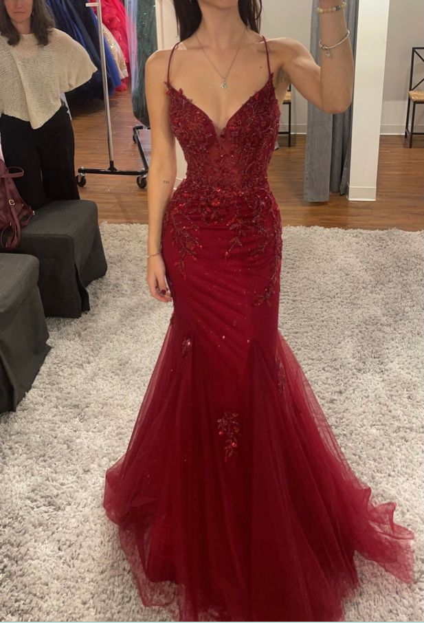 Burgundy Mermaid Long Prom Dresses Designers Evening Gowns